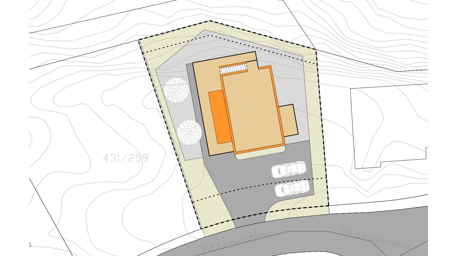 Situasjonskart med bolig på tomt Galleribilde