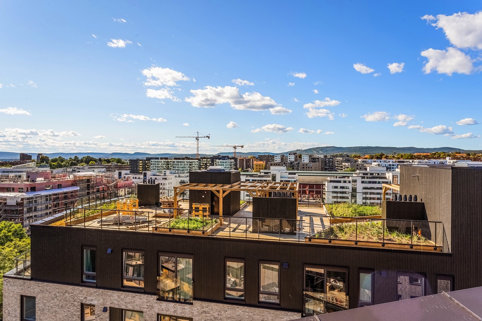 To felles takterrasser - Pent opparbeidet med beplantning og sittegrupper - Fantastisk utsikt Galleribilde