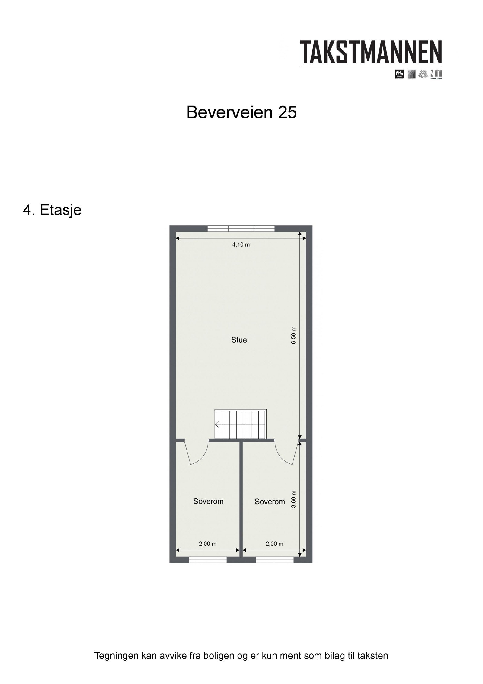 4. Etasje. Her er stue og 2 stk. soverom. Galleribilde
