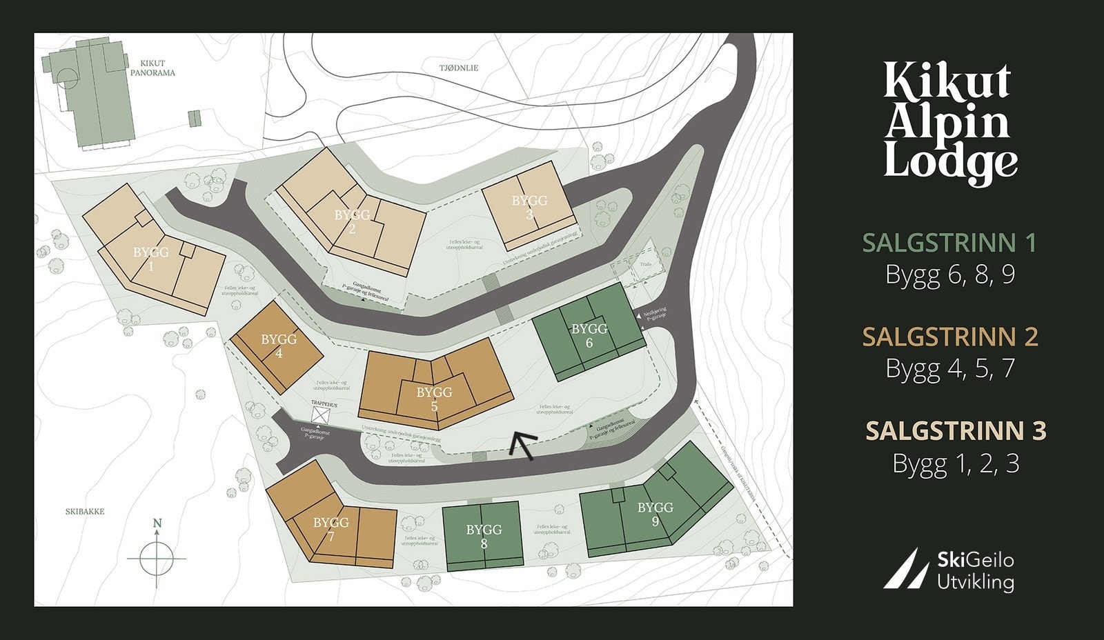 Leiligheten markert med pil. Galleribilde