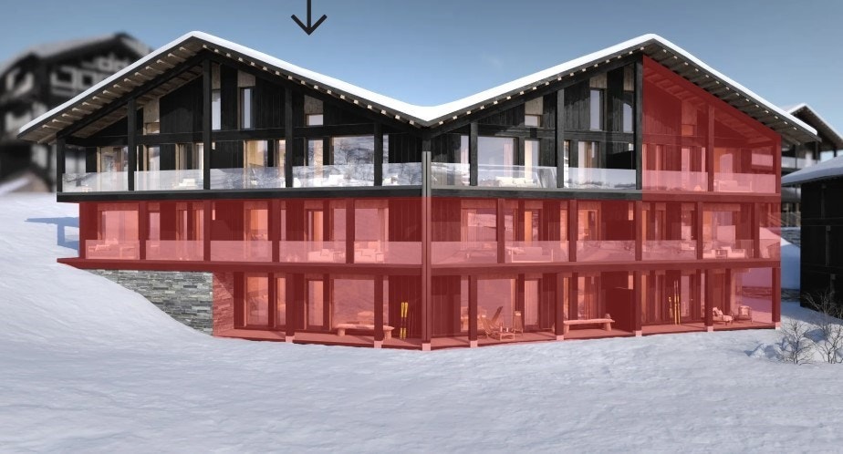 Leiligheten vist i denne annonsen markert med pil. Galleribilde