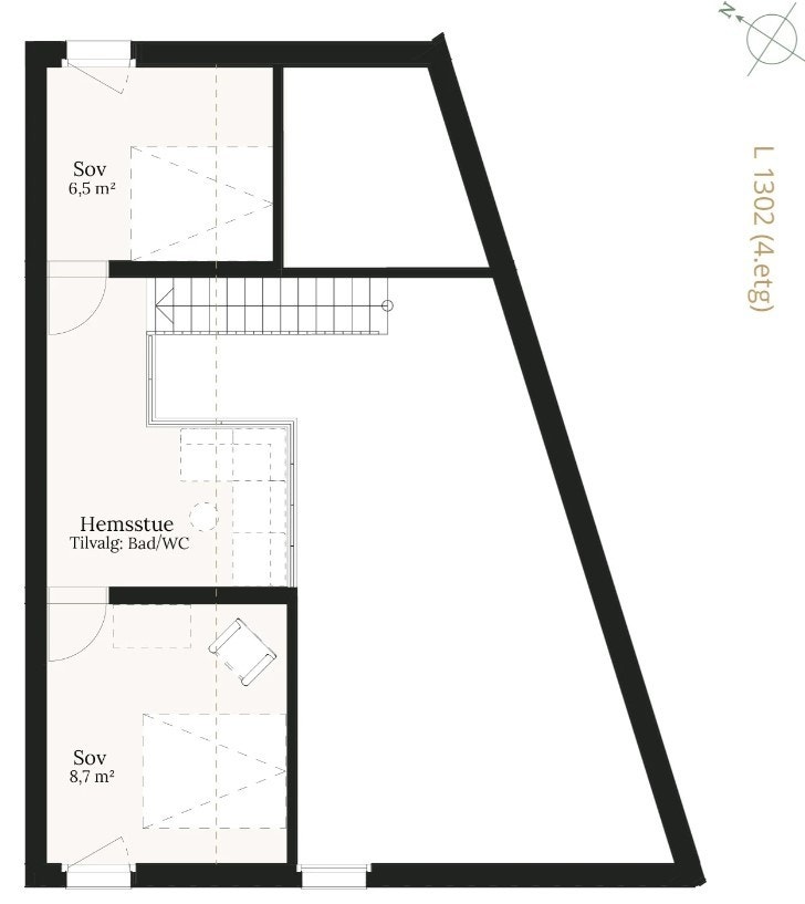 Leilghet 1302 hemsplan. Galleribilde