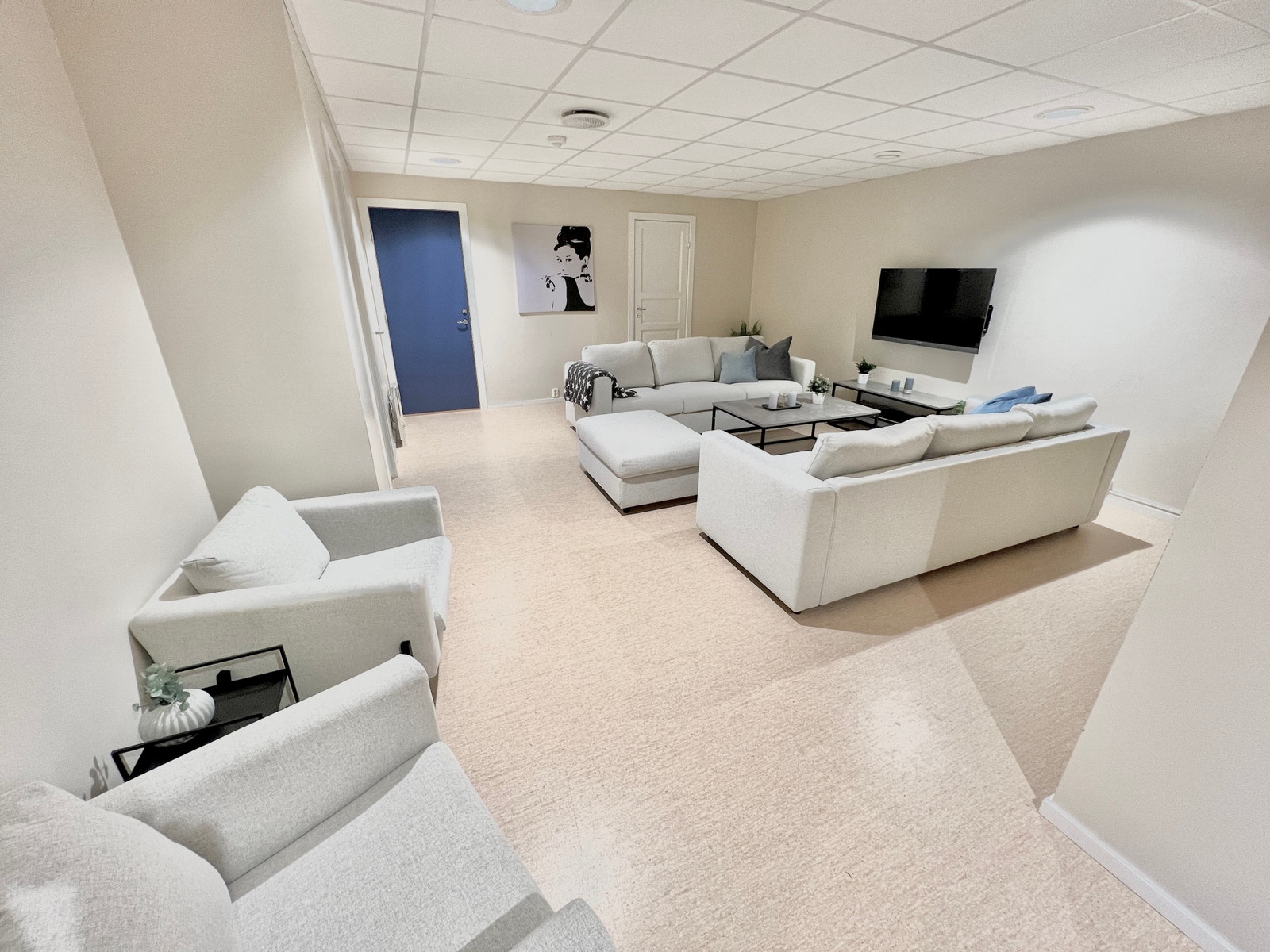 Stor fin stue med tv Galleribilde