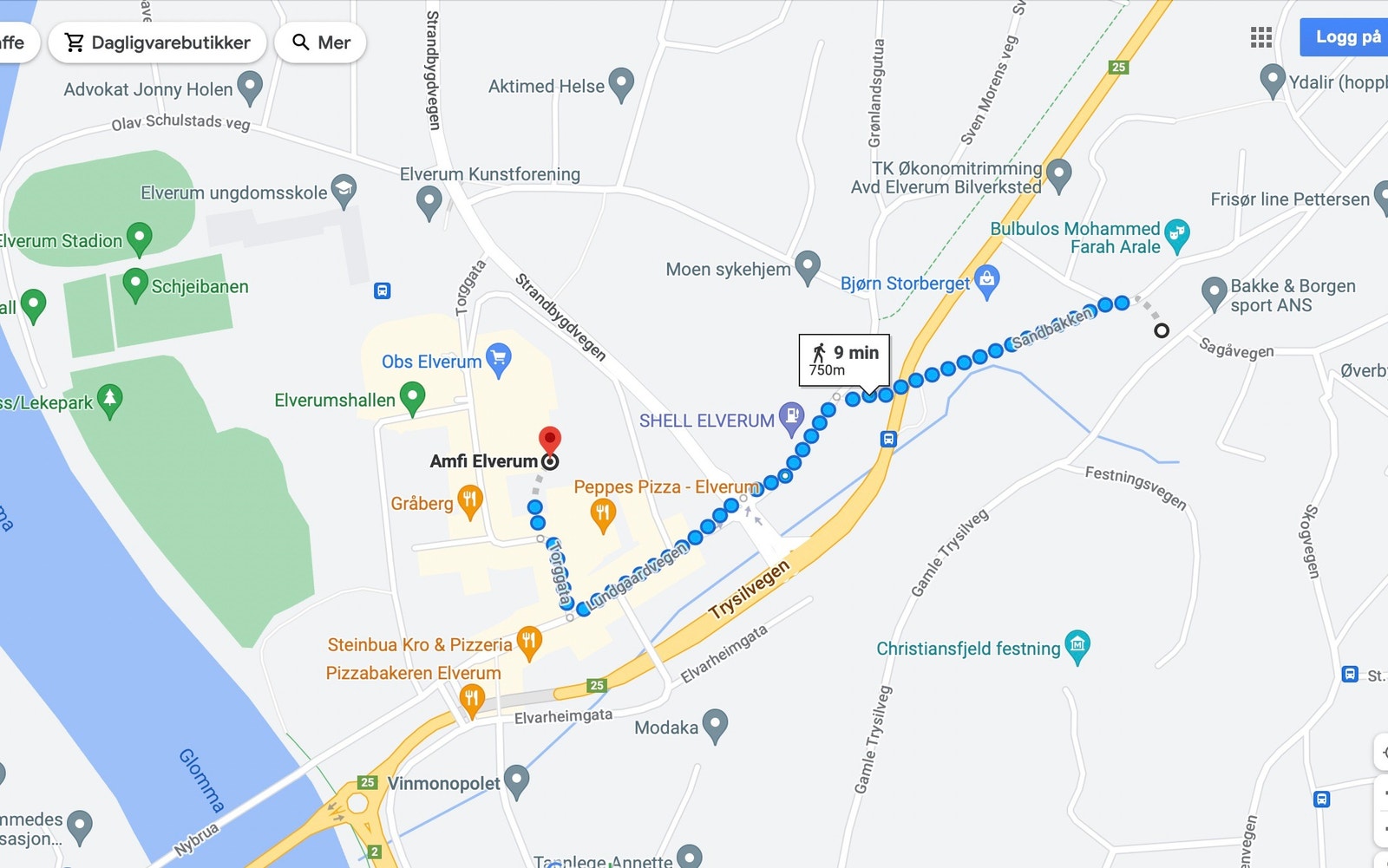 Kun 750m til Amfi kjøpesenter Galleribilde