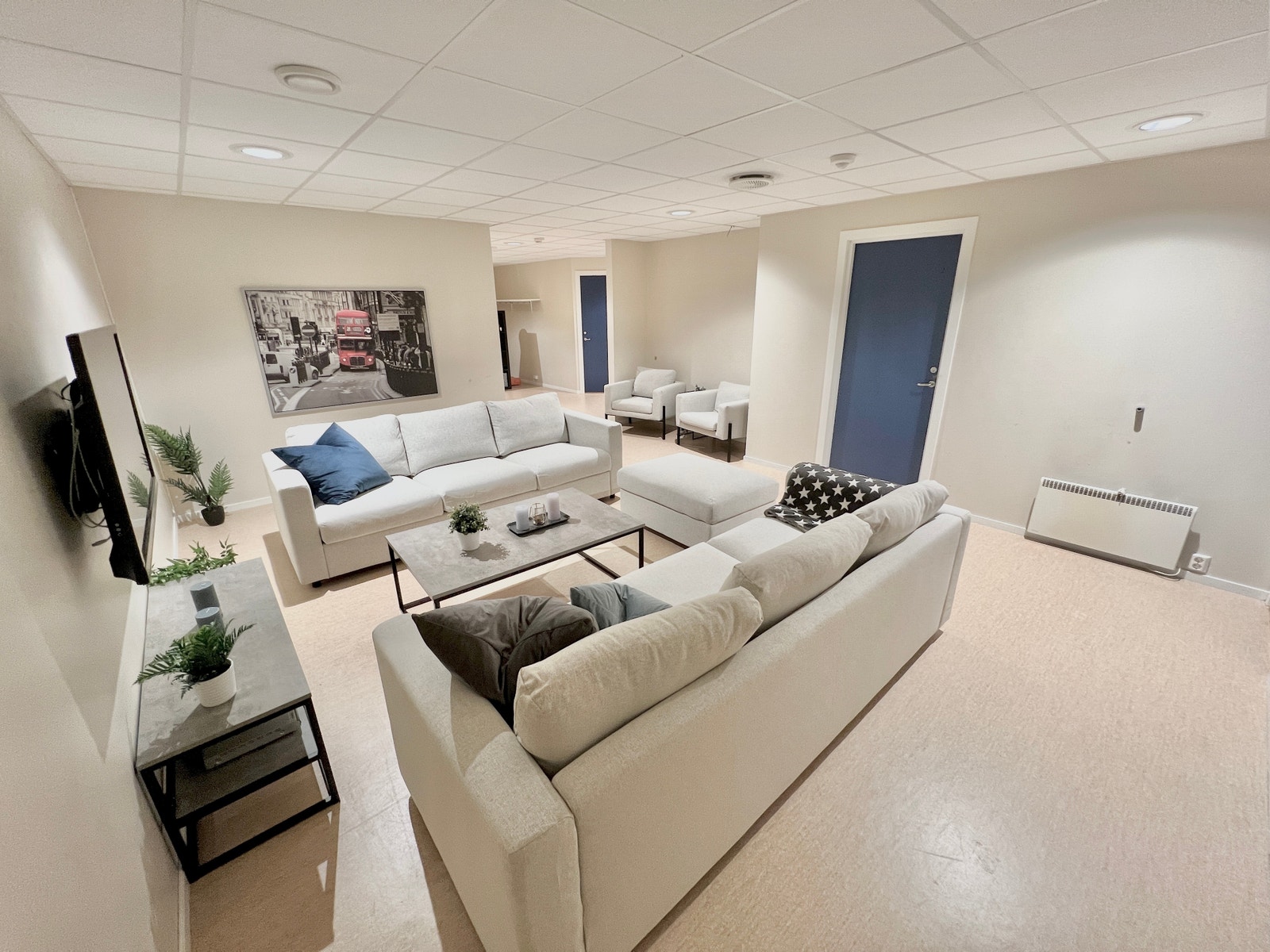 Her kan man slappe av med tv og venner mellom studiene Galleribilde