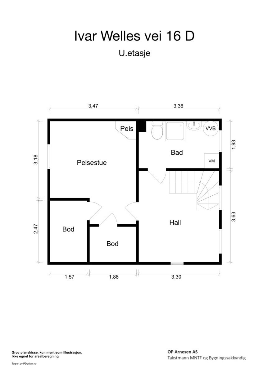 La oss ta en titt på underetasjen - alle etasjenes rom er målt opp for å gi deg muligheten til å starte planleggingen av ditt nye hjem allerede i dag! Galleribilde