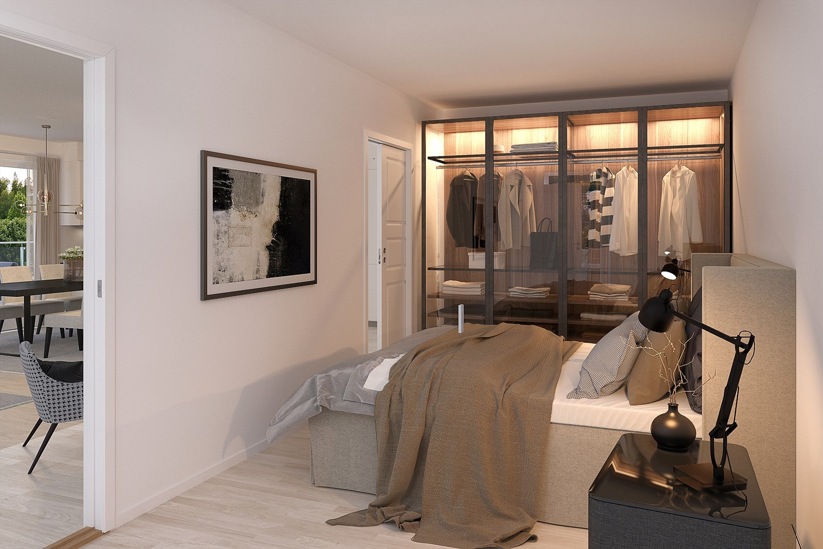 Illustrasjon av soverom. Rommet og dets innredninger kan avvike fra den aktuelle leiligheten.