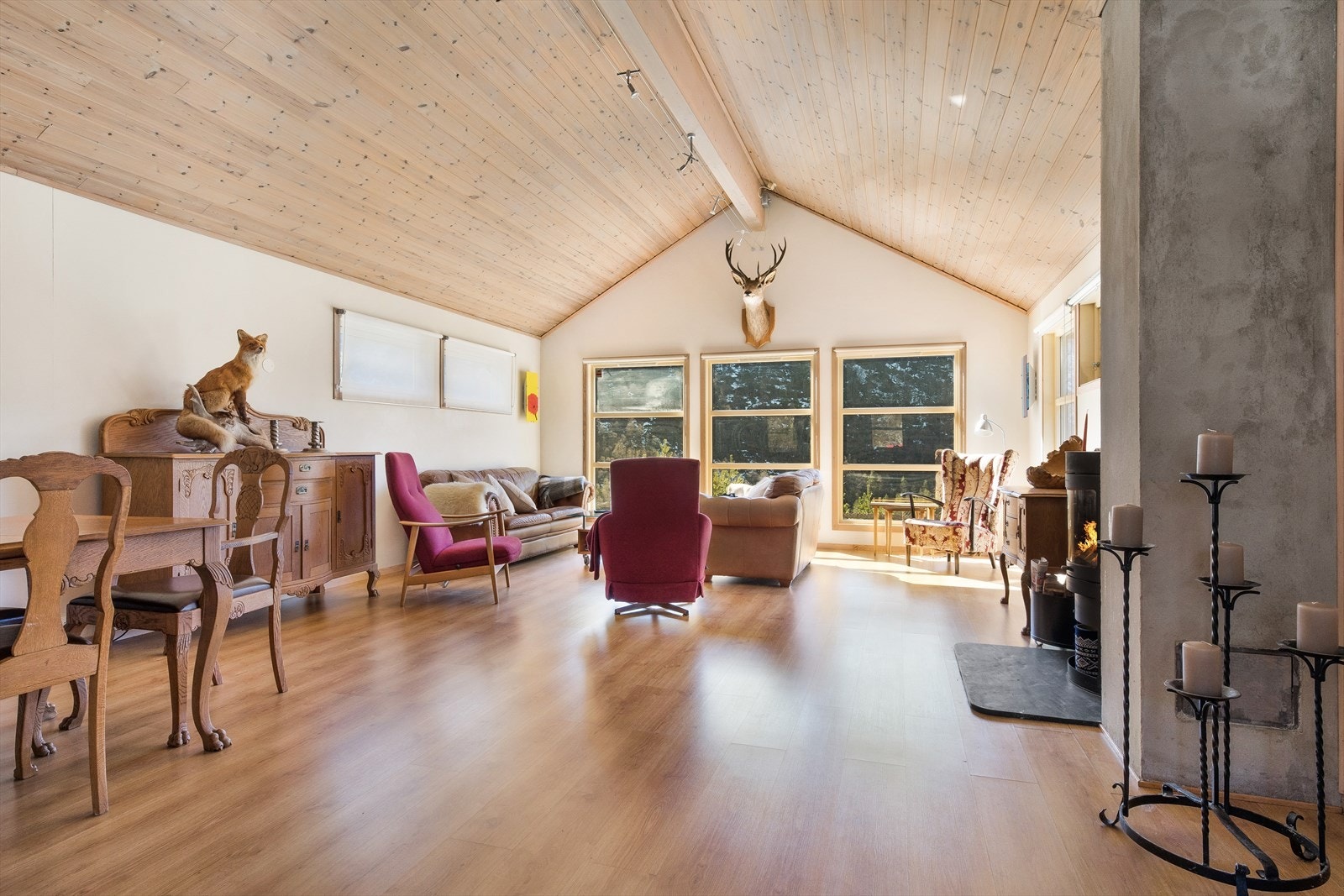 Stor stue med store vindusflater Galleribilde