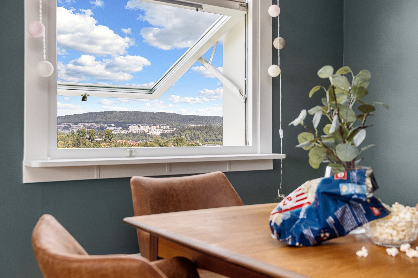 Herlig utsikt fra vindu i stuen Galleribilde