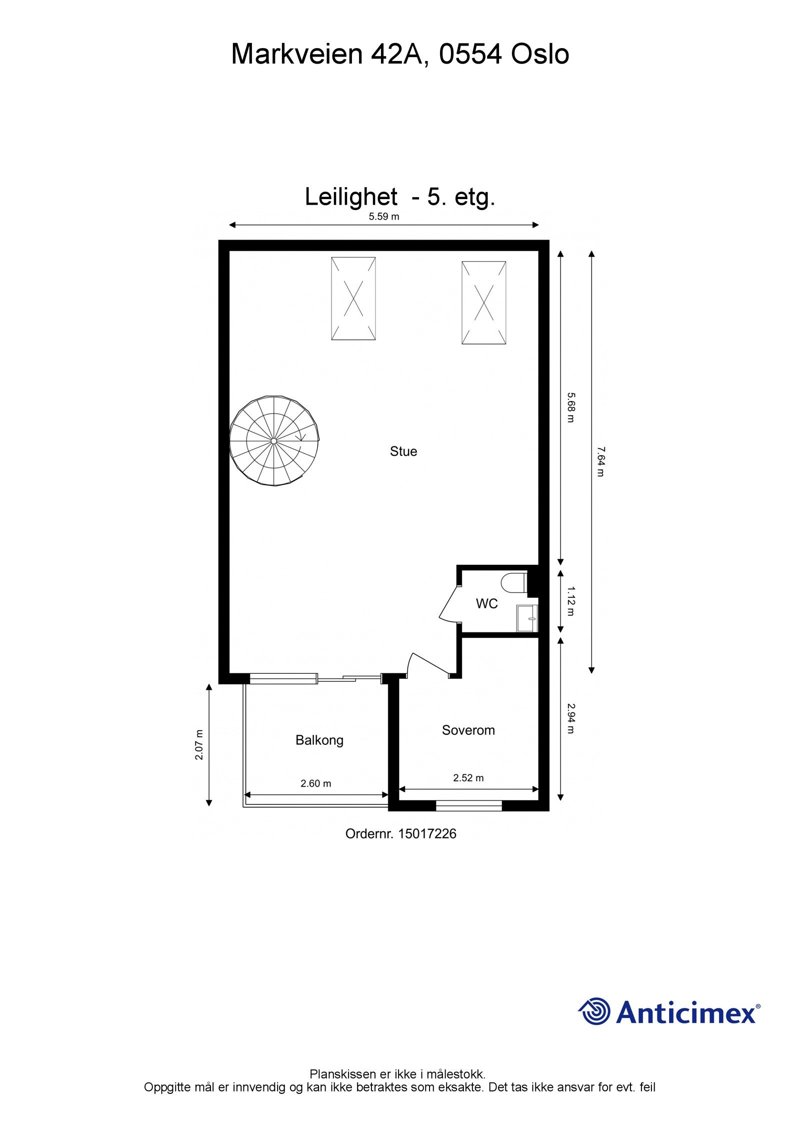 Plantegning for boligens toppetasje (loftsetasje). Galleribilde