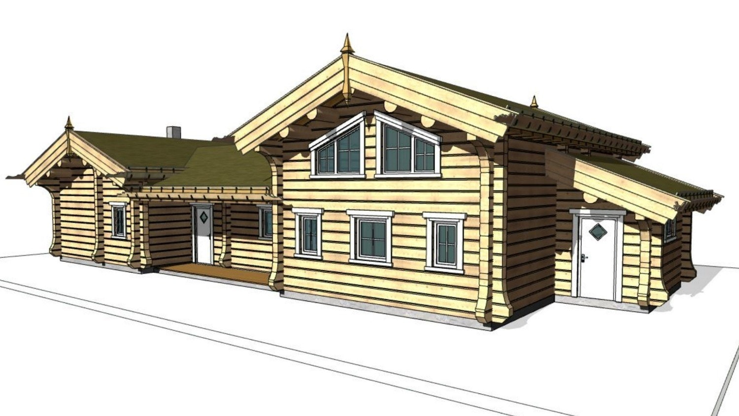 Flott tømmerhytte med 2. etasje. Fasade 3, nord Galleribilde