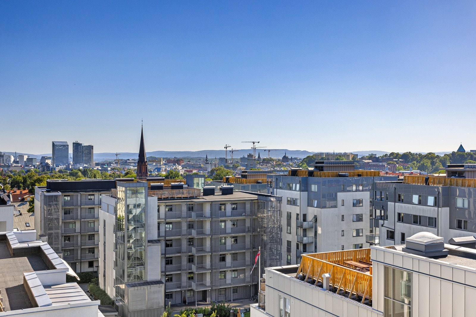 Utsiktsbilde fra takterrassen. Galleribilde