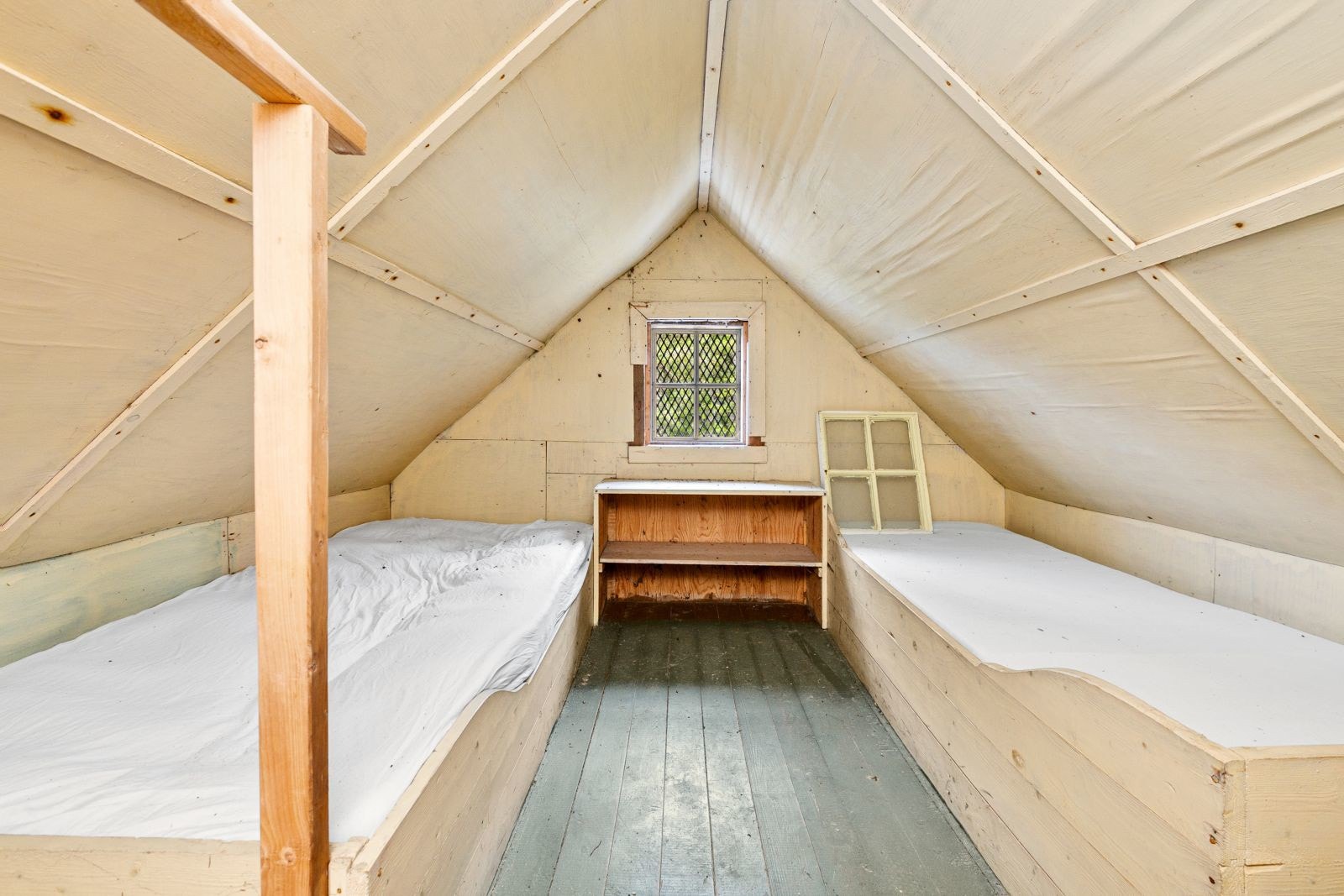 Det er sengeplasser på loftet i hytta. Galleribilde