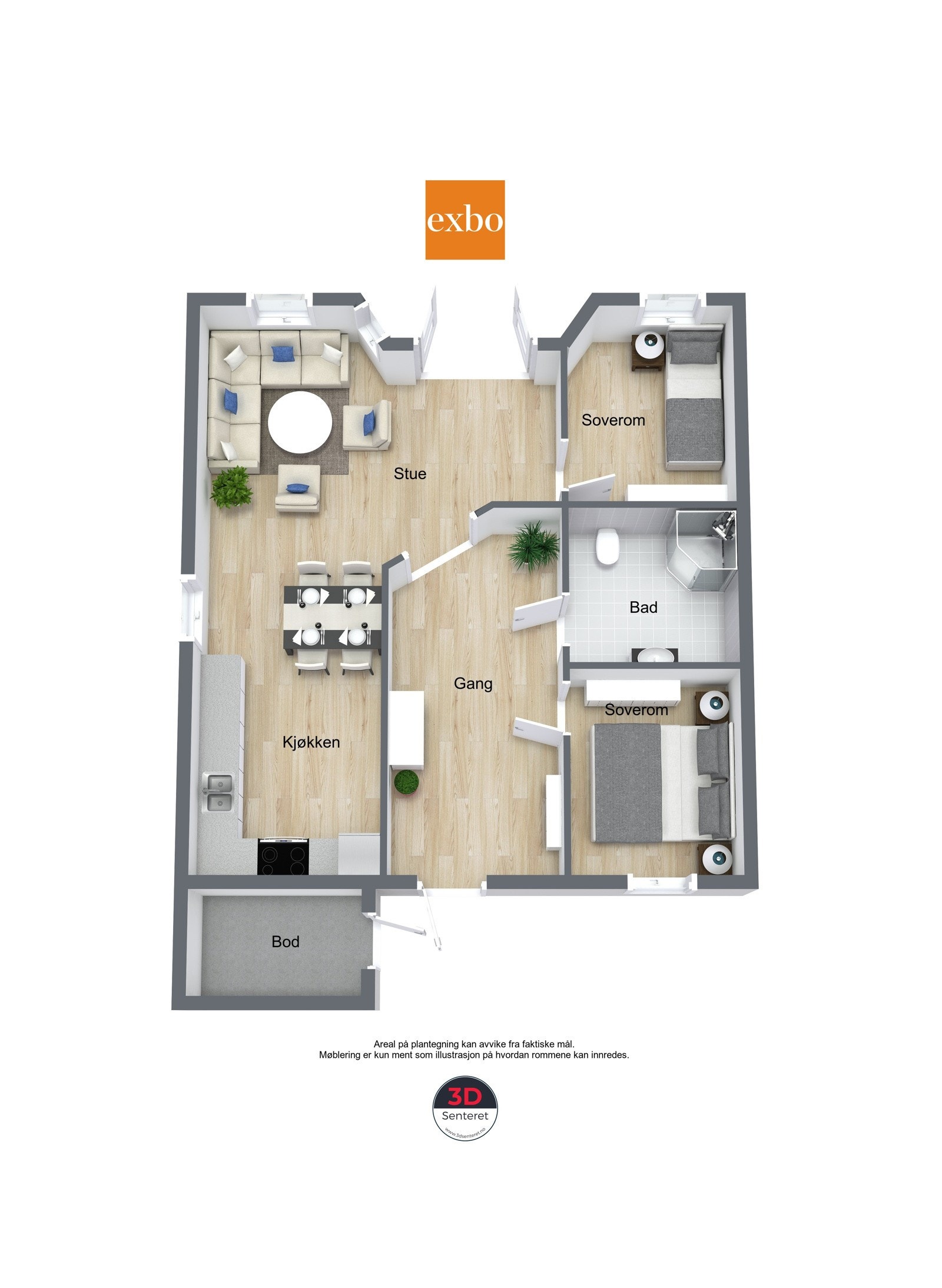 Støperiveien 20 A - Planskisse 1 - 3D Floor Plan Galleribilde
