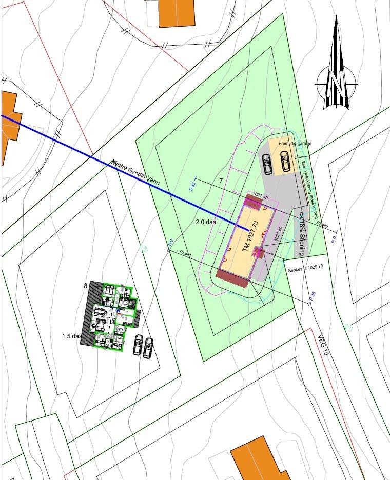 Situasjonsplan. Fremtidig garasje er også inntegnet Galleribilde