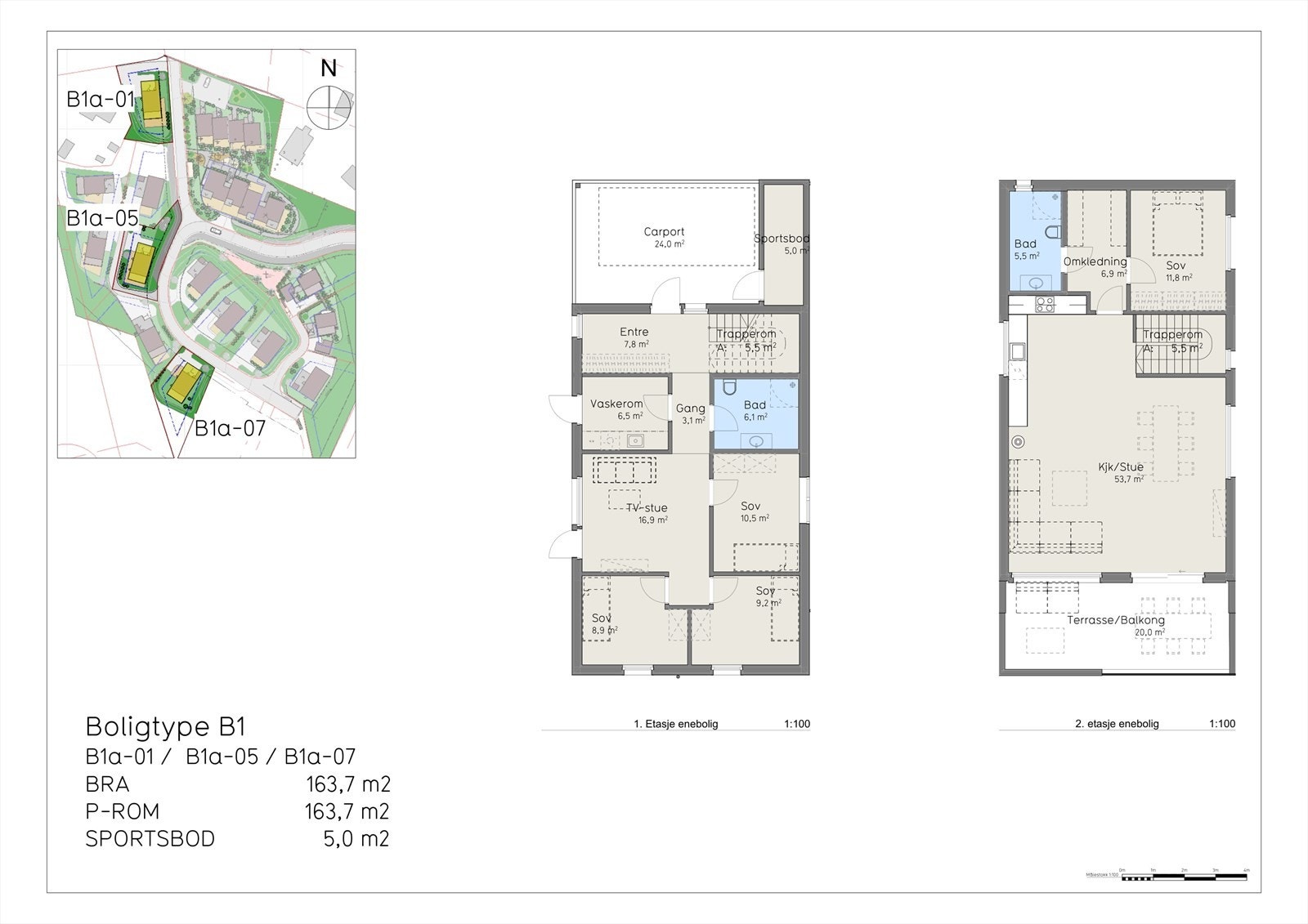 Plantegning Boligtype B1 Enebolig Galleribilde