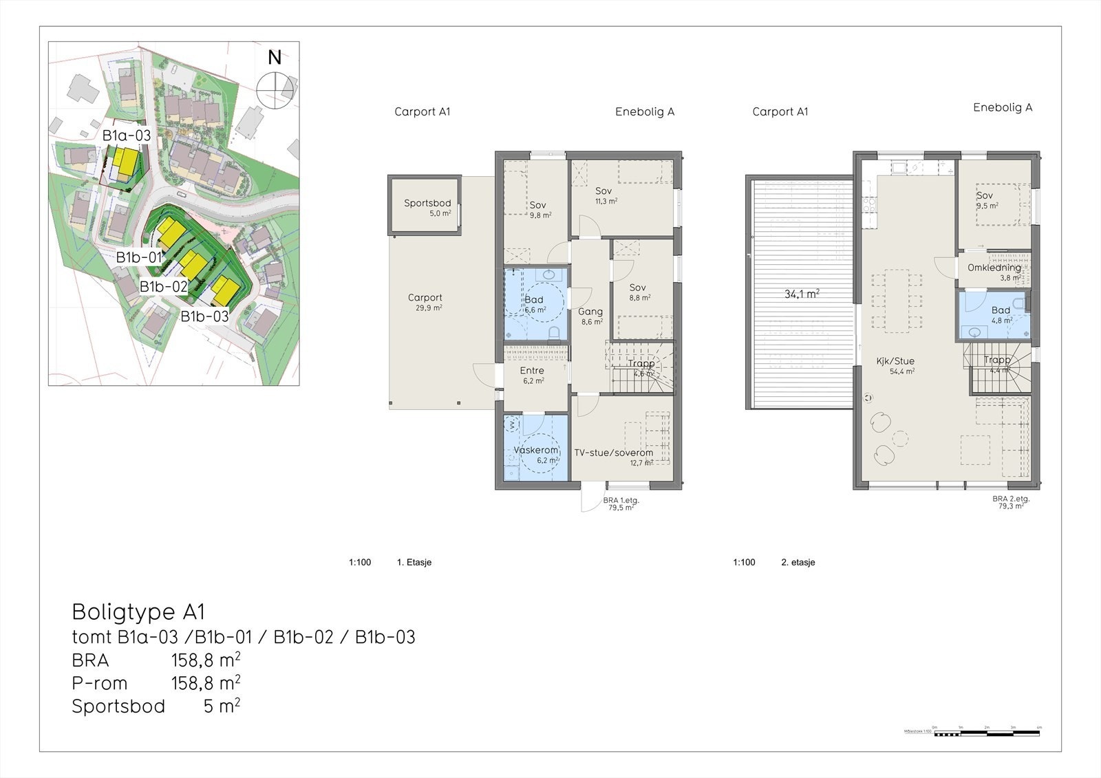 Plantegning Boligtype A1 Enebolig Galleribilde