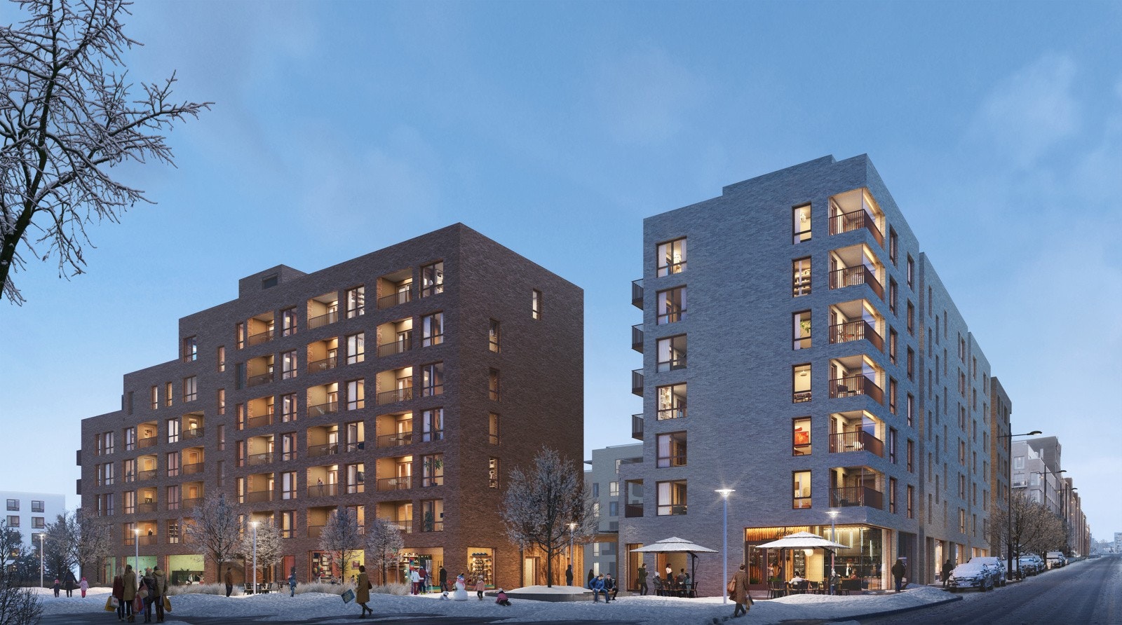 Langs Lørenvangen - bygg B - opparbeides nytt gårds/gatetun. Galleribilde