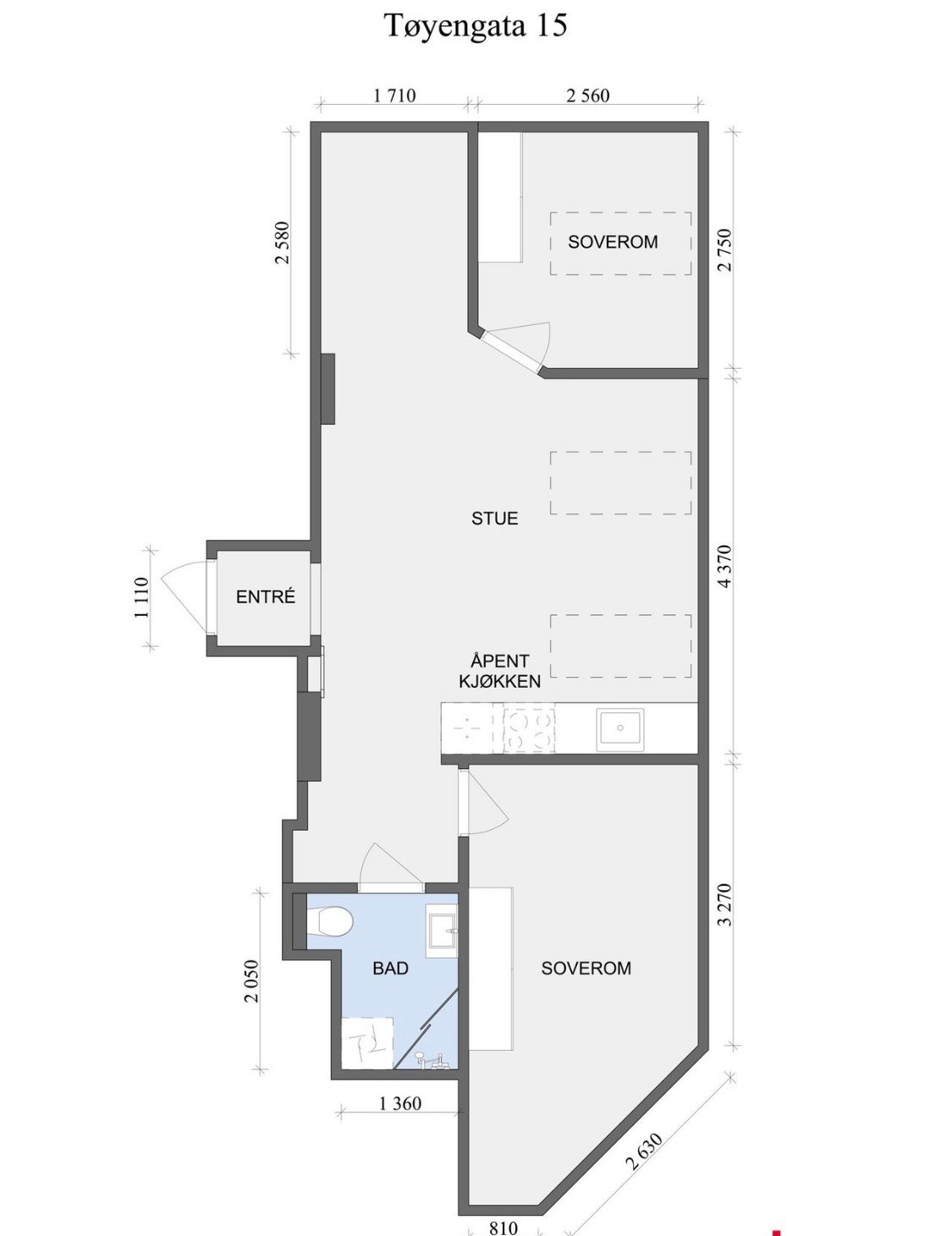 Soverommet øverst til høyre leies ut Galleribilde