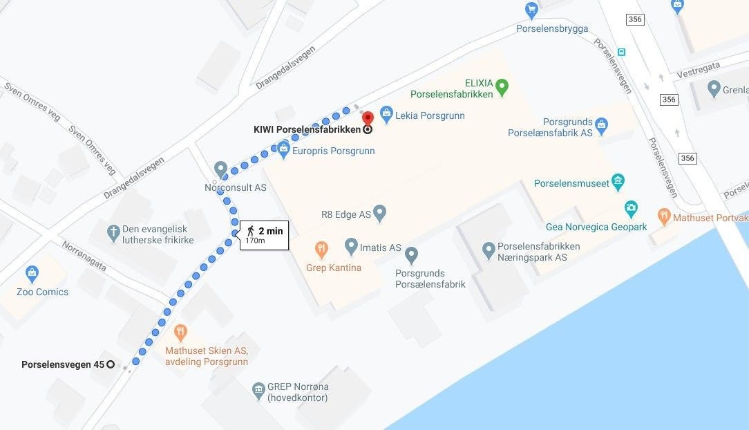 Kort veg til butikker og Porsgrunn sentrum Galleribilde