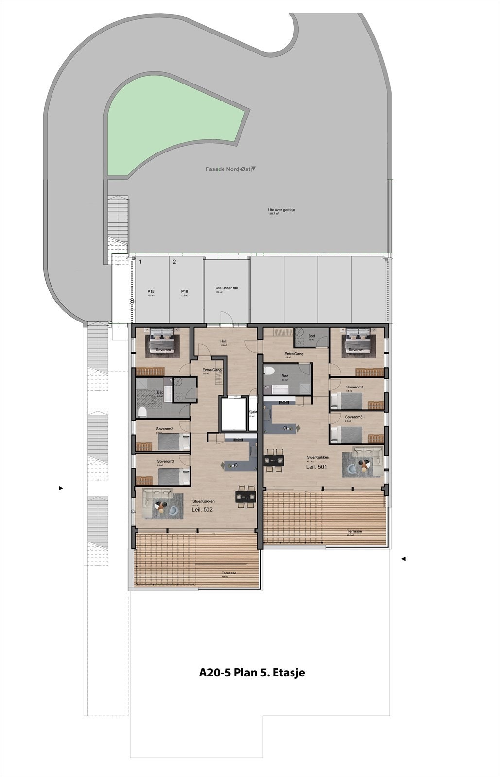 Planskisse 5 etasje Galleribilde