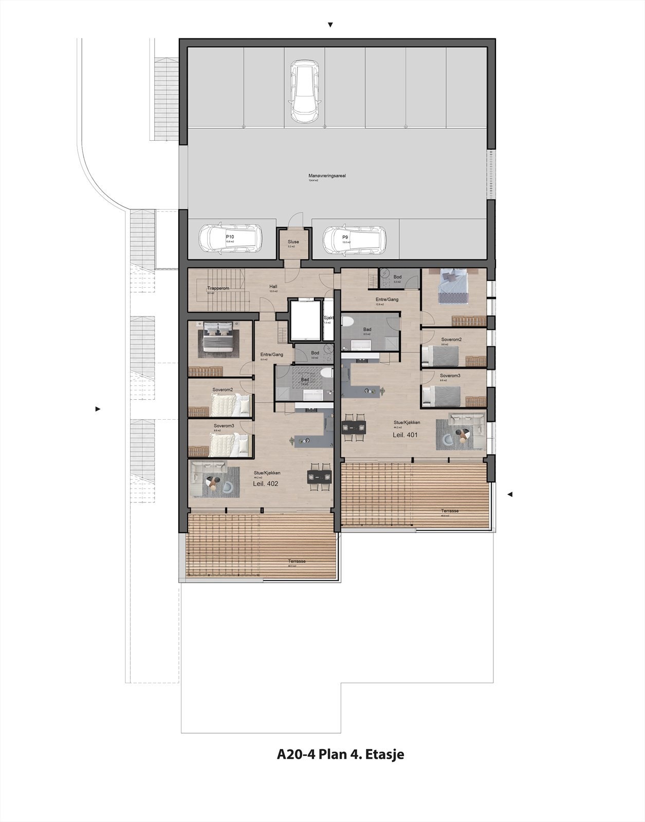 Planskisse 4 etasje Galleribilde