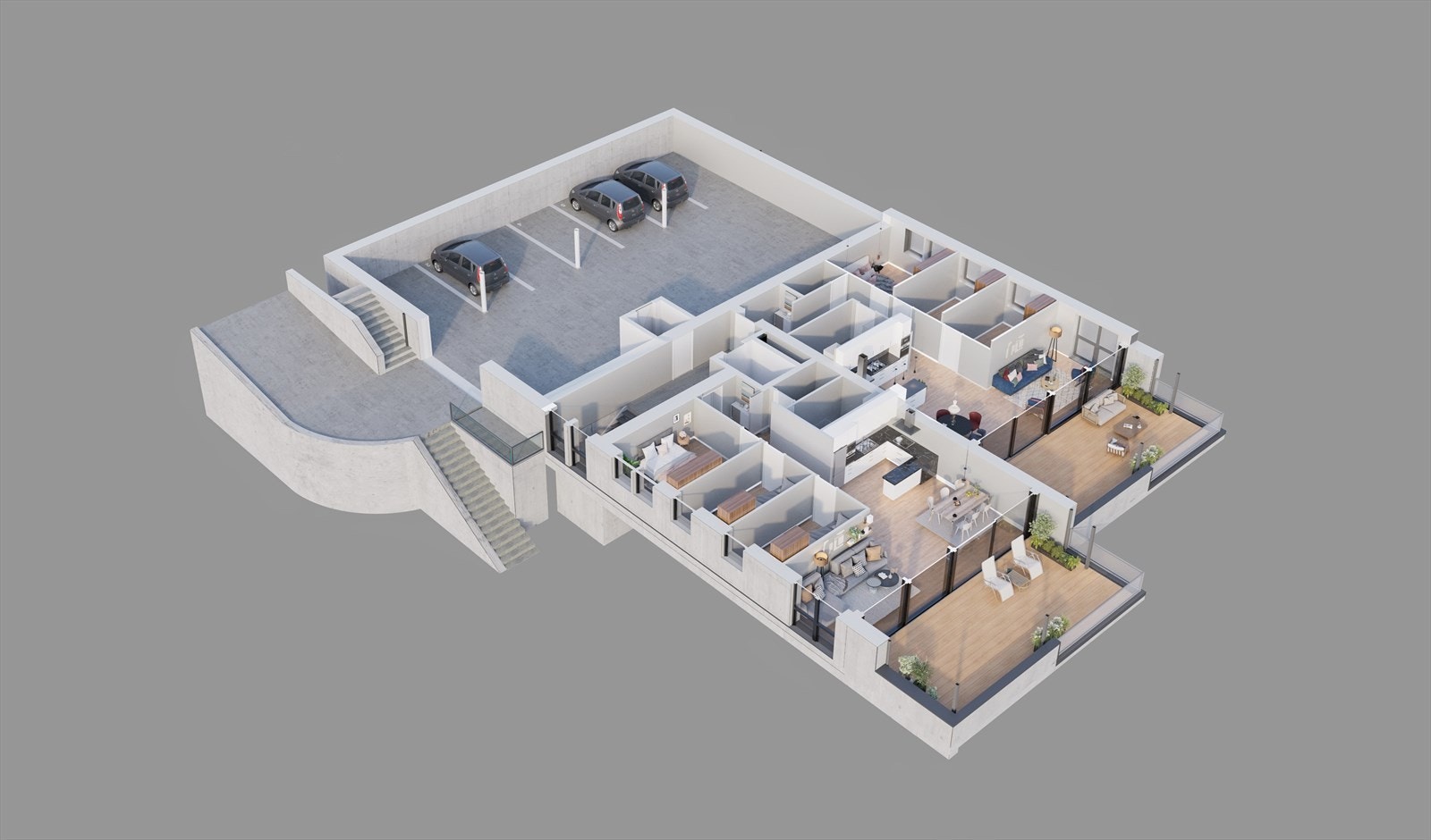 3D plansnitt 4 etasje Galleribilde