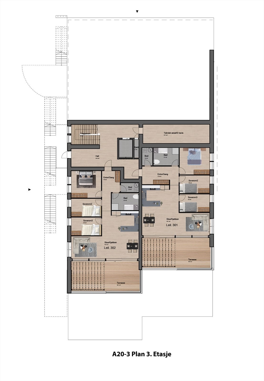Planskisse 3 etasje Galleribilde