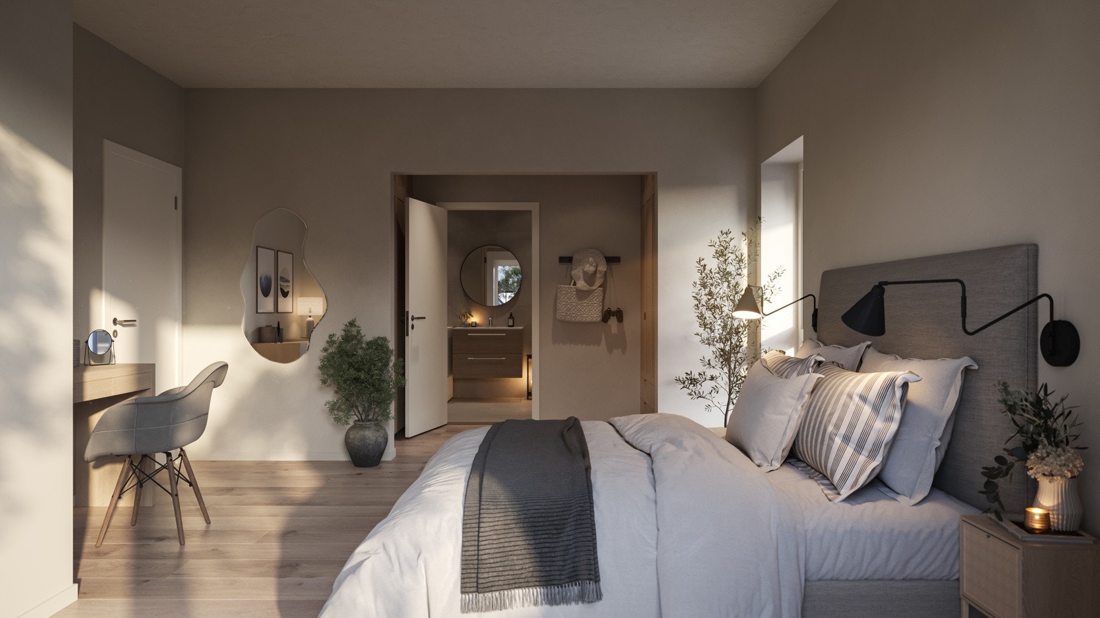 Hovedsoverommene får inngang til eget bad via garderoberom - skikkelig hotellfølelse i hverdagen! Galleribilde