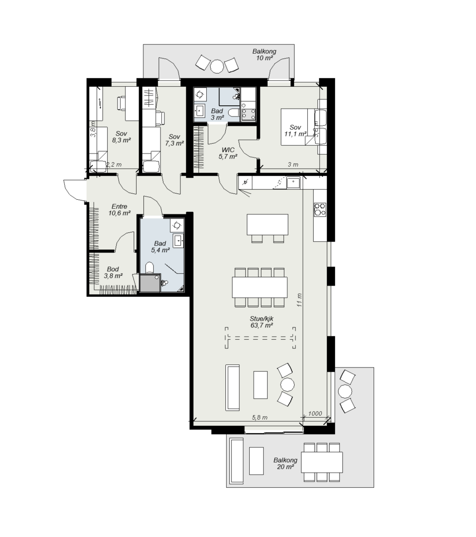 Hele 64kvm stor stue. Mange muligheter. Galleribilde