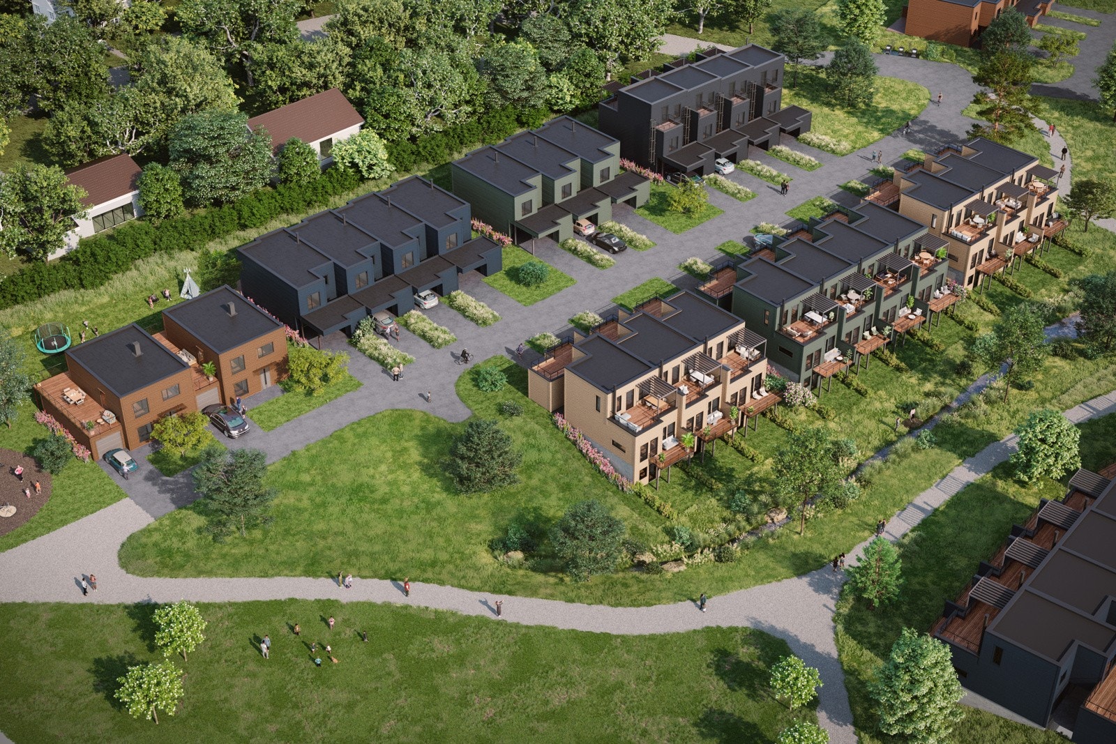 Her vises byggetrinn 1, består av 23 boliger med forskjellige kvaliteter. Galleribilde