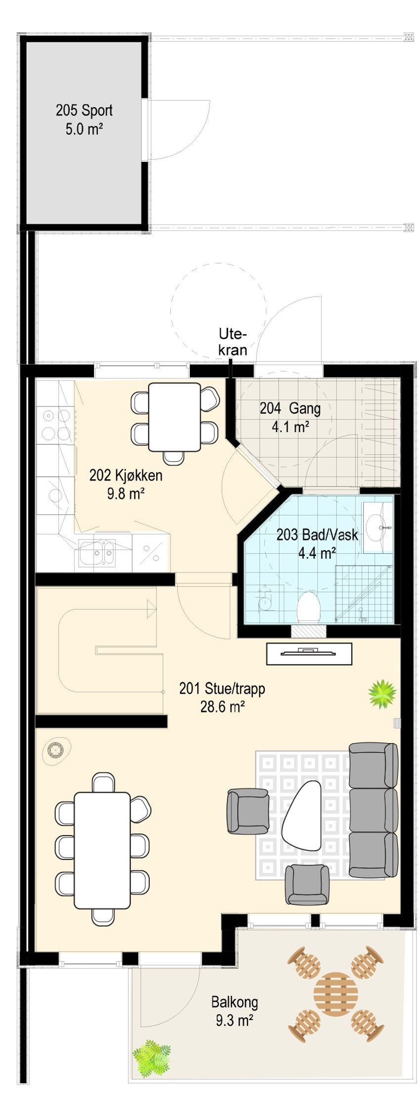 Hus 16 plan 2_fargelagt Galleribilde