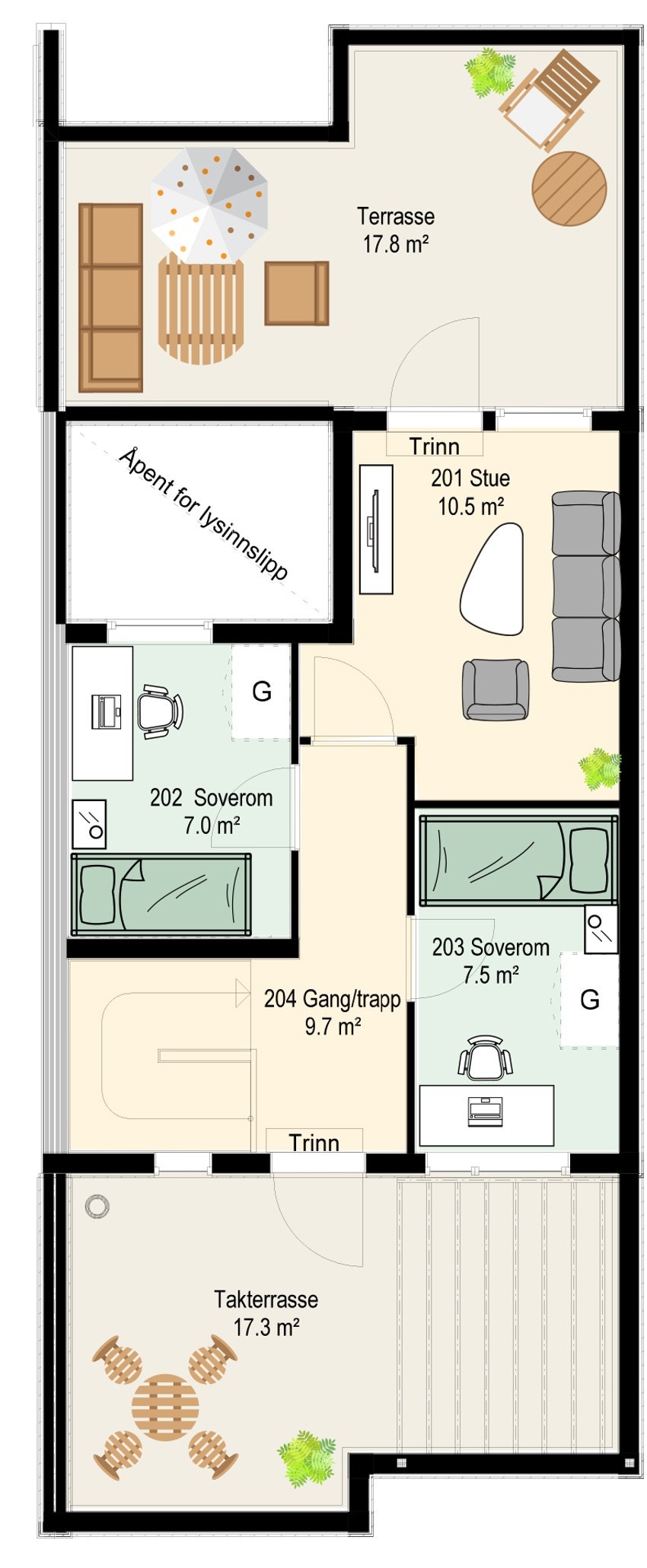 Hus 16 plan 3_fargelagt Galleribilde
