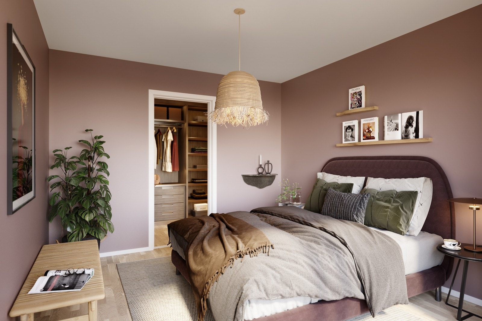 Enkelte soverom har mulighet for walk-in closet mens andre har klargjort plass for skyvedørsgarderobe Galleribilde