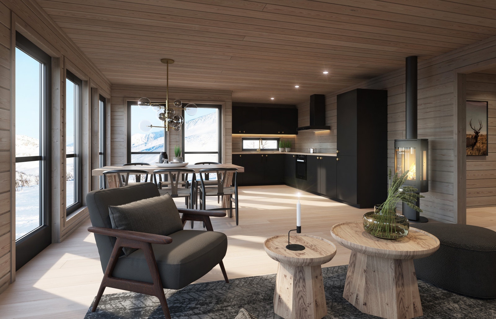 Stue kjøkken, illustrasjon Galleribilde