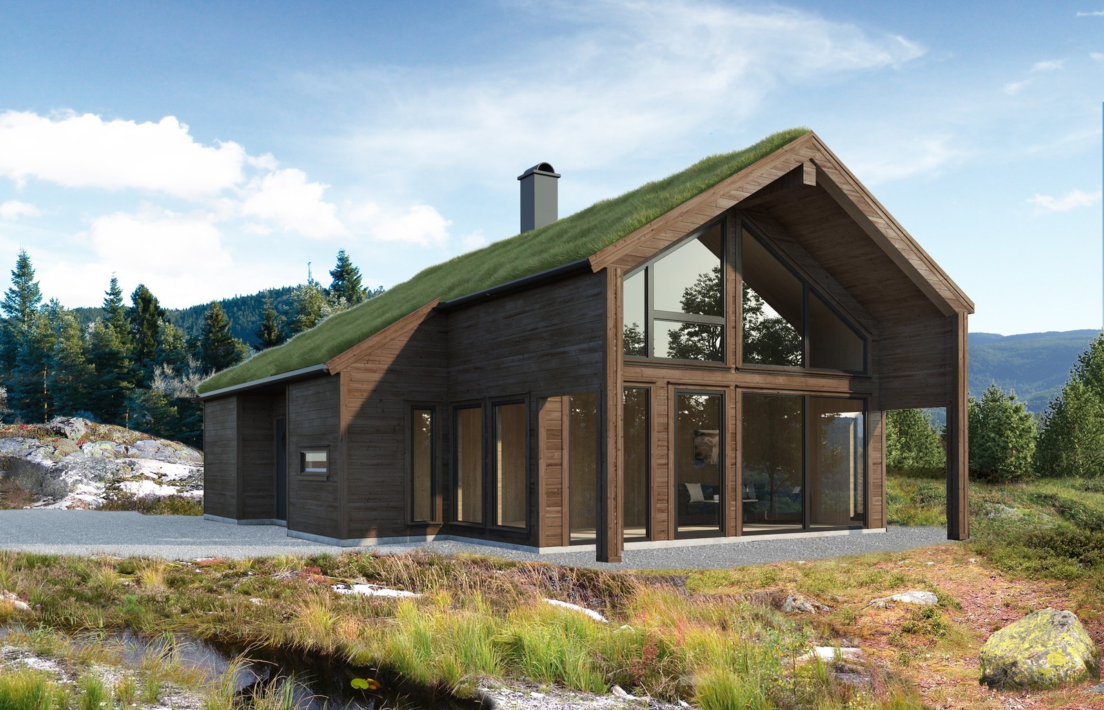 3D illustrasjons - her med liggende kledning Galleribilde