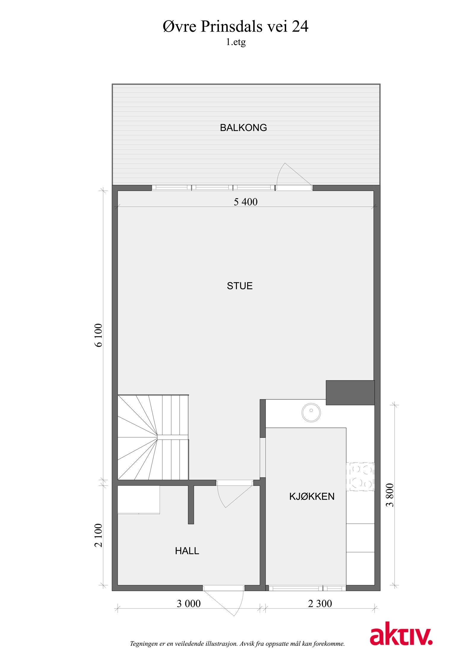 1.etg: Dagens planløsning. Galleribilde