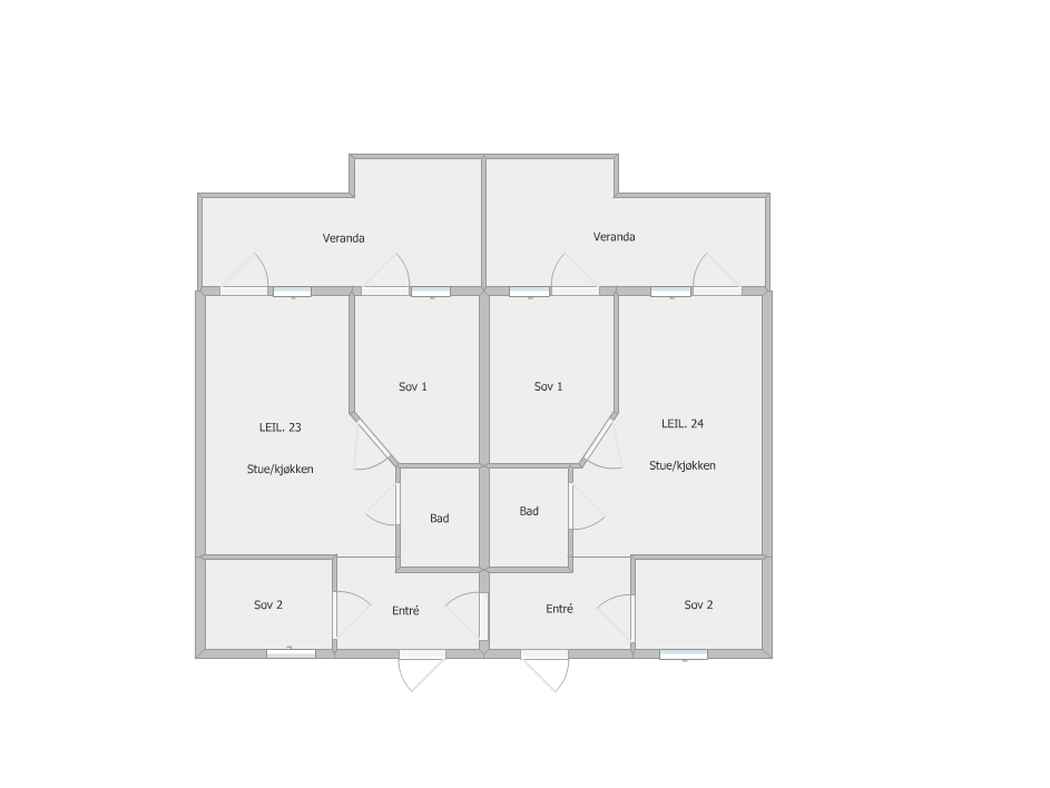 Plantegning for leilighet 23 og 24 på Stålkanten. Galleribilde