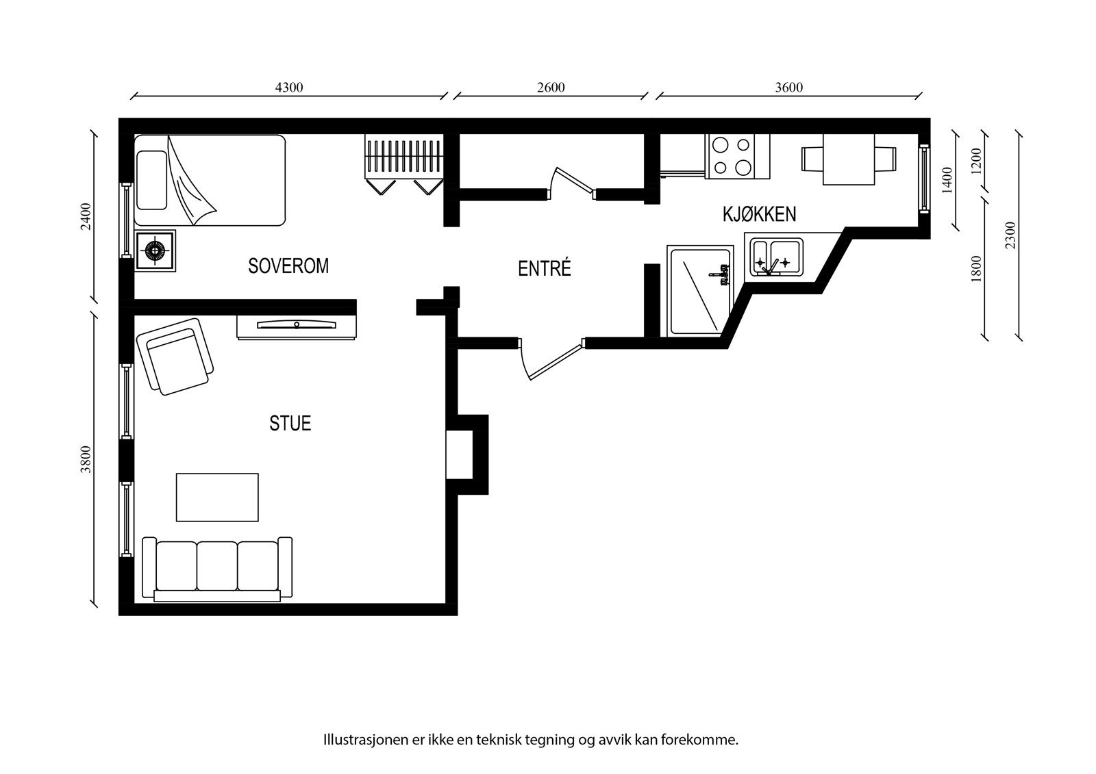 Målsatt plantegning. Galleribilde