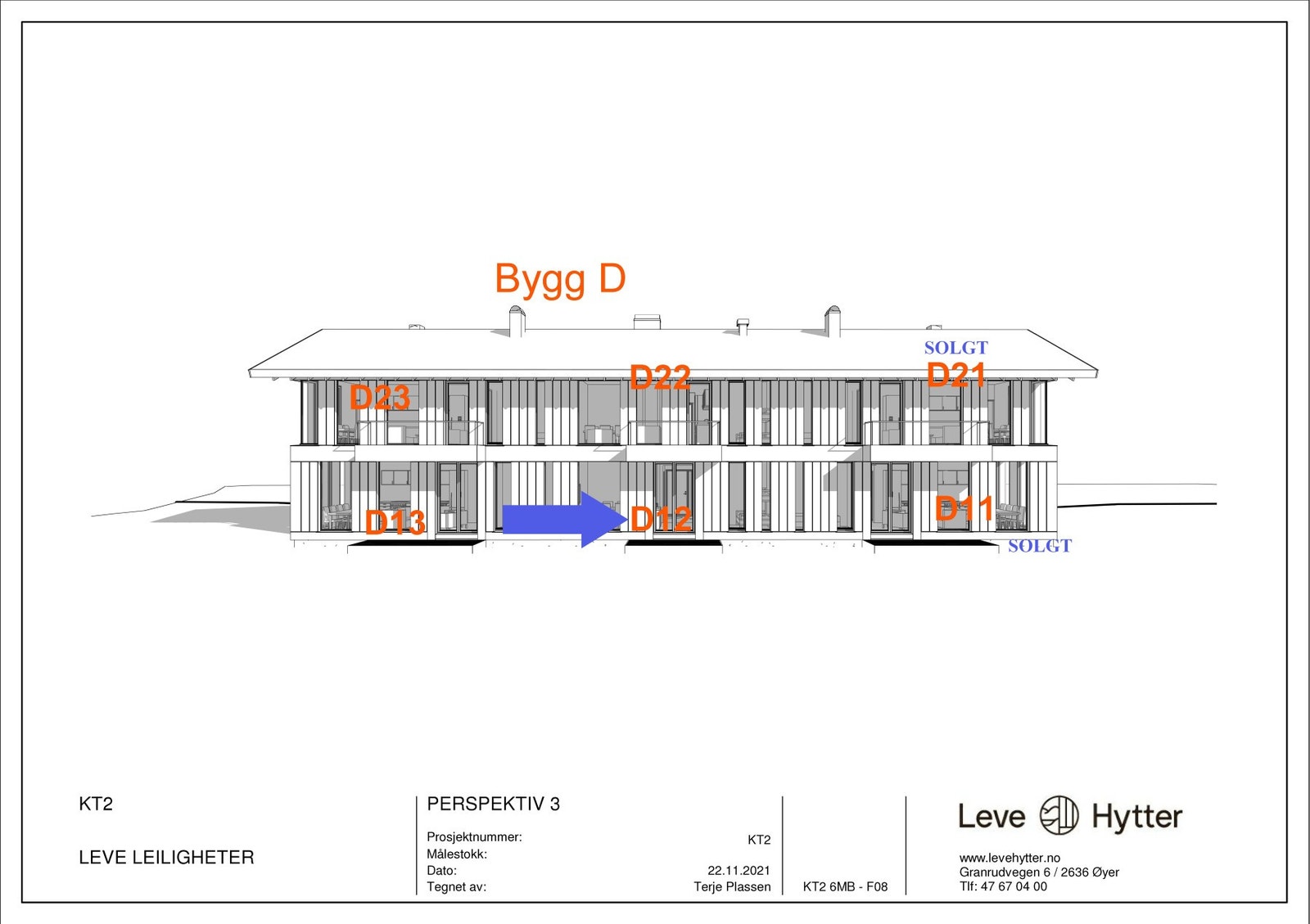 D11 og D21 er solgt.
Prisen i annonsen gjelder leilighet D12, plan 1 i bygg D Galleribilde