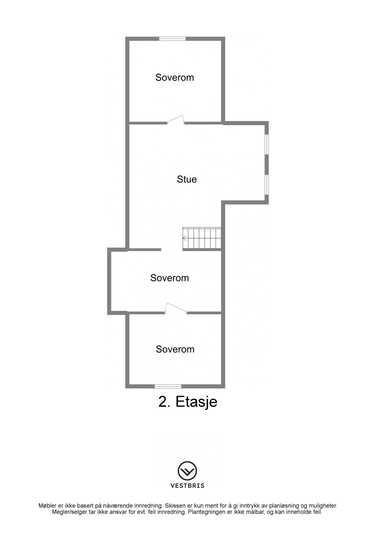 Plantegning loftsetasjen m/takhøyde 1.89 (ikke målbar) Galleribilde