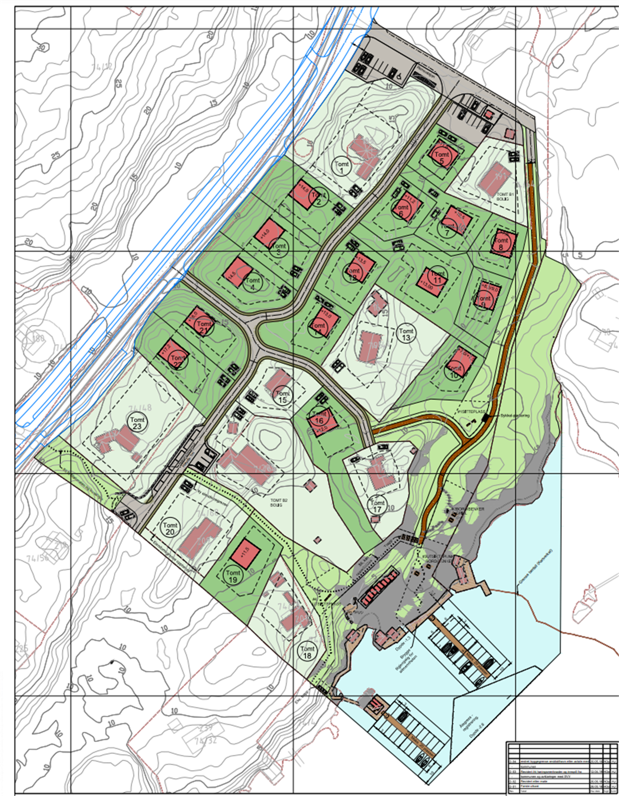Sit kart med kote høyde gulvnivå 1 etg vist i det røde retanglet Galleribilde