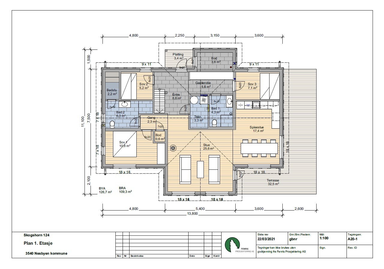 Plantegning modell Skogshorn 1. etg. Galleribilde