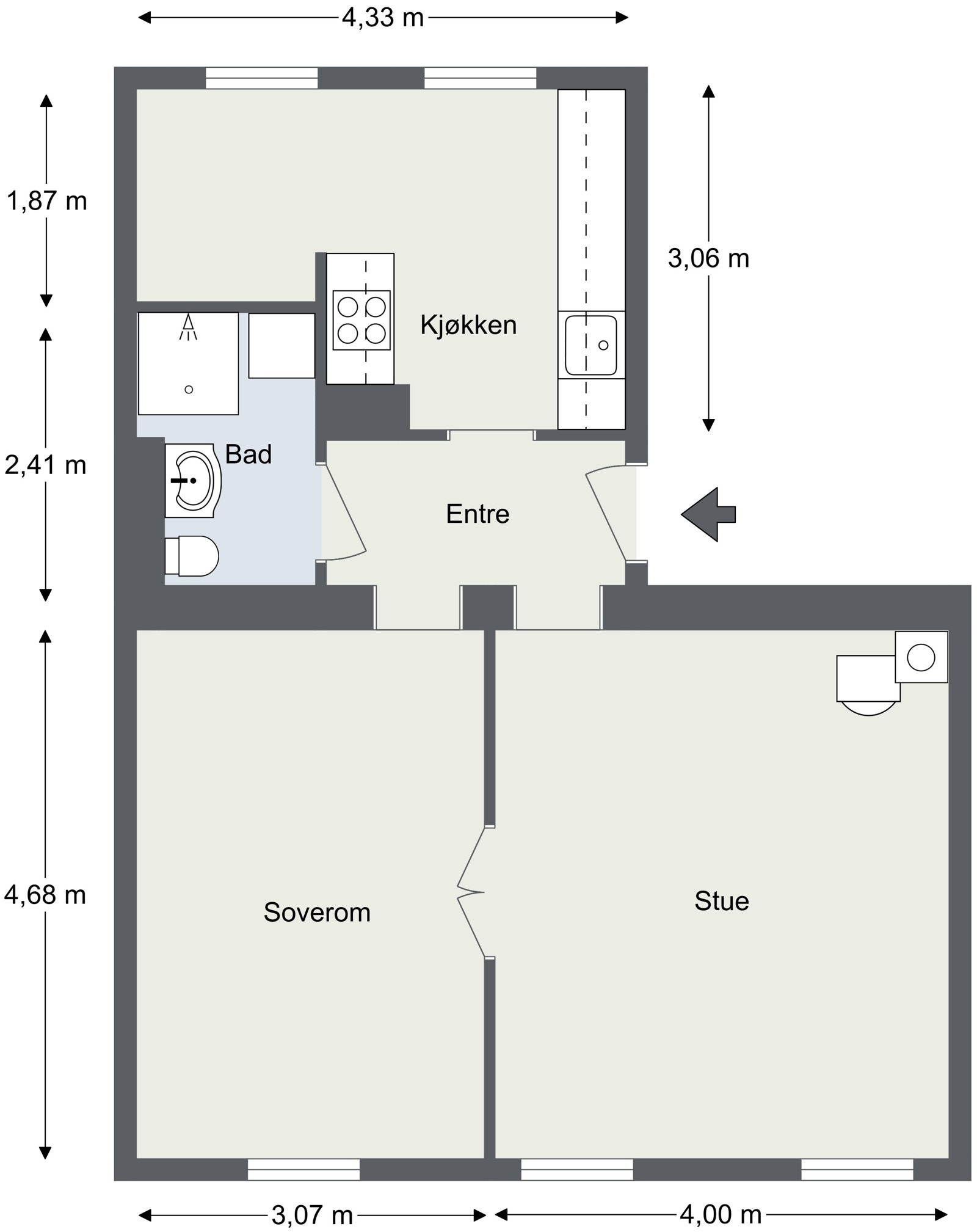 Plantegning med mål Galleribilde