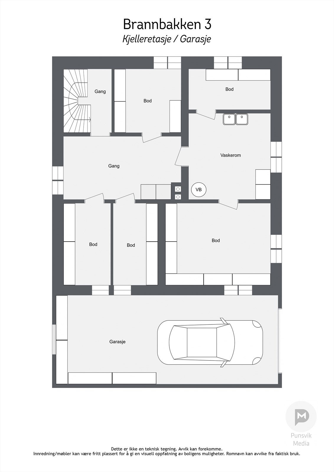 Brannbakken 3 - Kjelleretasje - Garasje - 2D Galleribilde