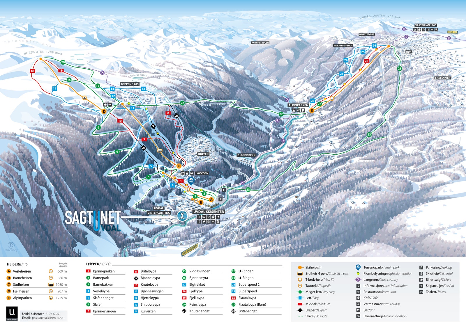 Løypekart med markert beliggenhet Sagtunet Galleribilde