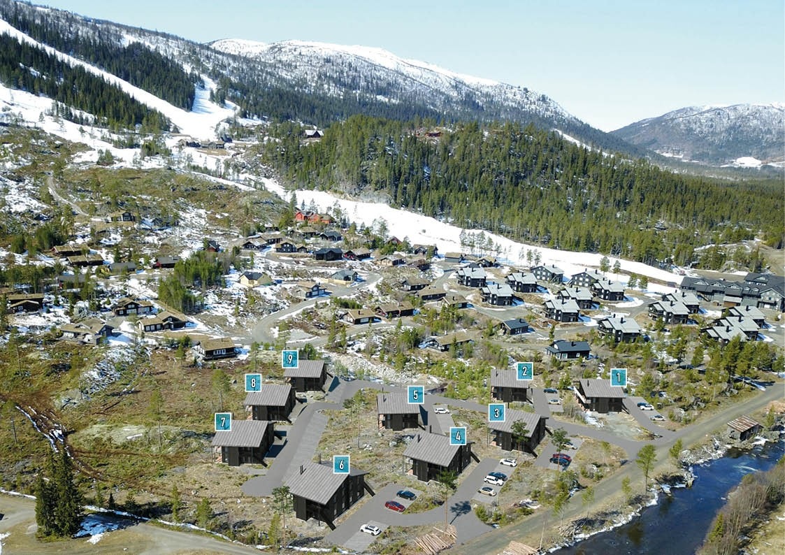 3D illustrasjon 36 fritidsboliger Sagtunet Galleribilde