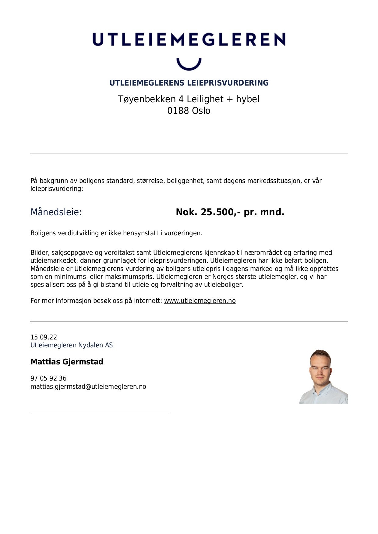 Ved utleie av hele leiligheten estimeres utleieprisen til 25.500kr pr. mnd. Galleribilde