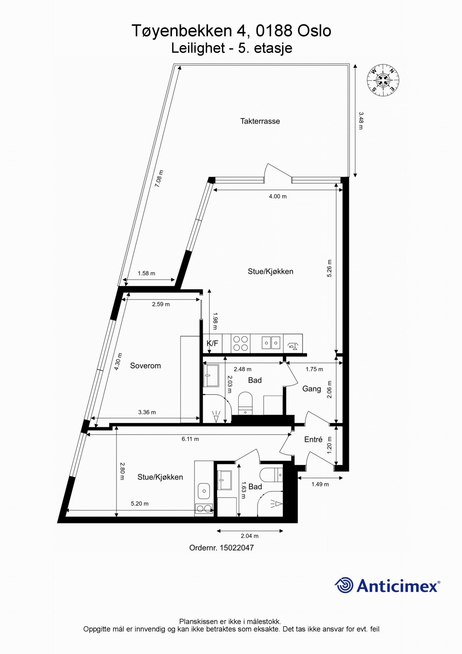 Dagens planløsning av boligen. Leiligheten har egen utleiedel som gir skattefri inntekt. Est. utleiepris er 10.000kr pr. mnd Galleribilde