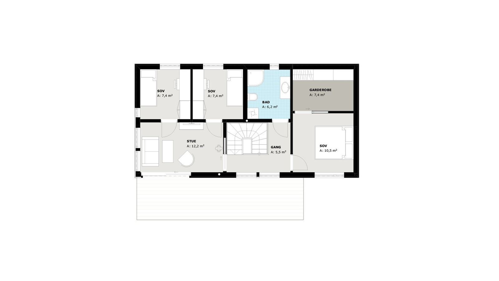 Dråpen Moderne - planløsning 2. etasje Galleribilde